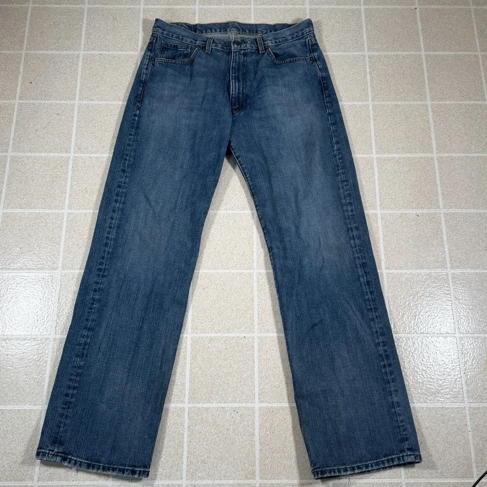 Vtg Y2K Polo Ralph Lauren THOMPSON Relaxed Fit Blue Denim Jeans 34x34 Wide Leg